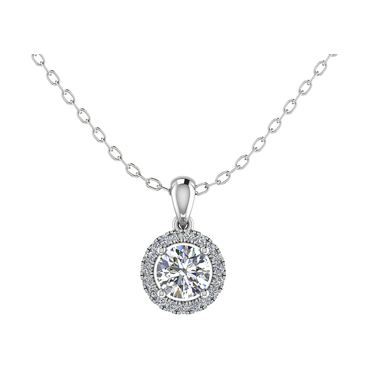 1ct Round Halo Diamond Pendant