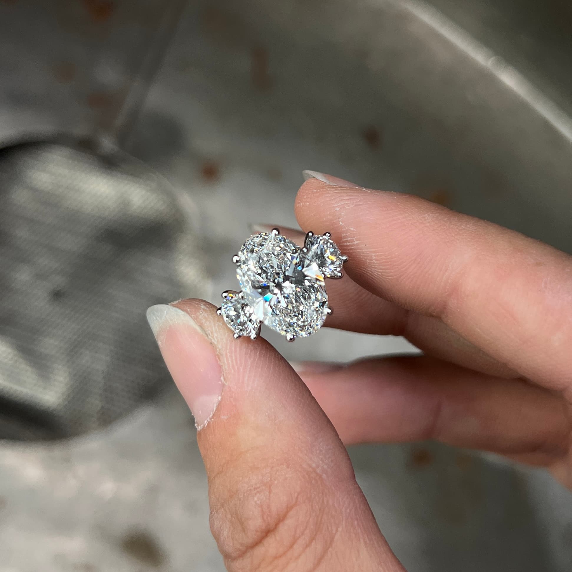 Engagement Ring Re-Design - 4ct Oval Diamond 3-Stone Ring